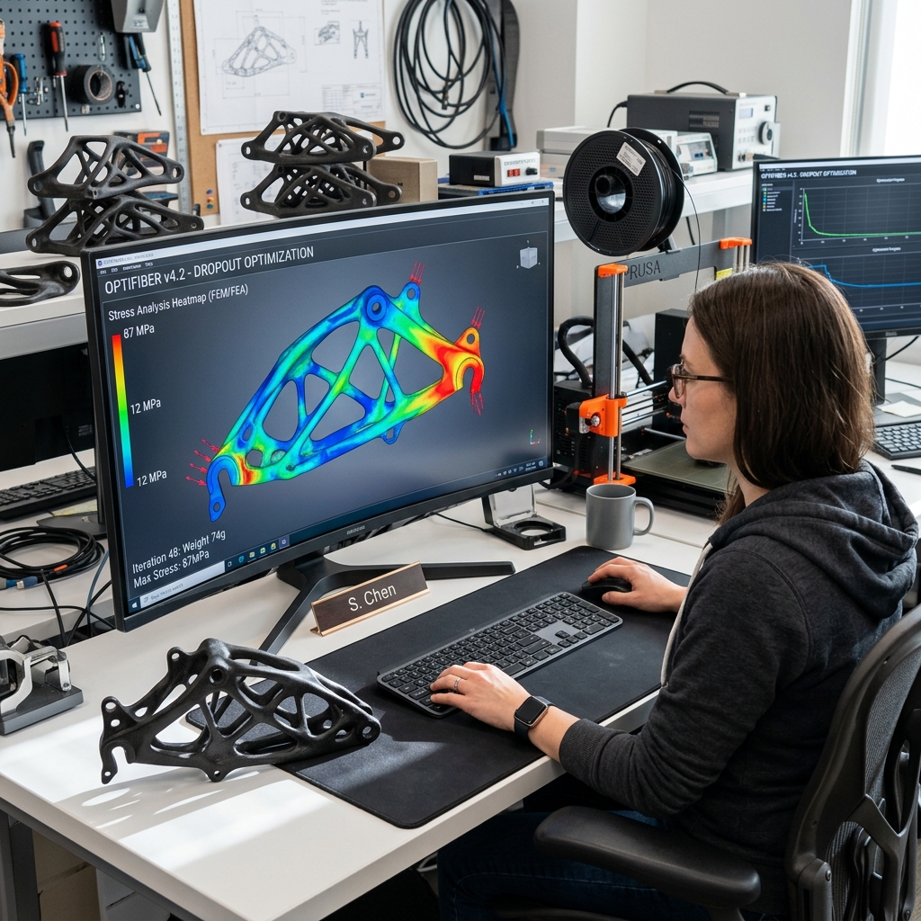 Generative design component displaying organic lattice structures optimized for structural load