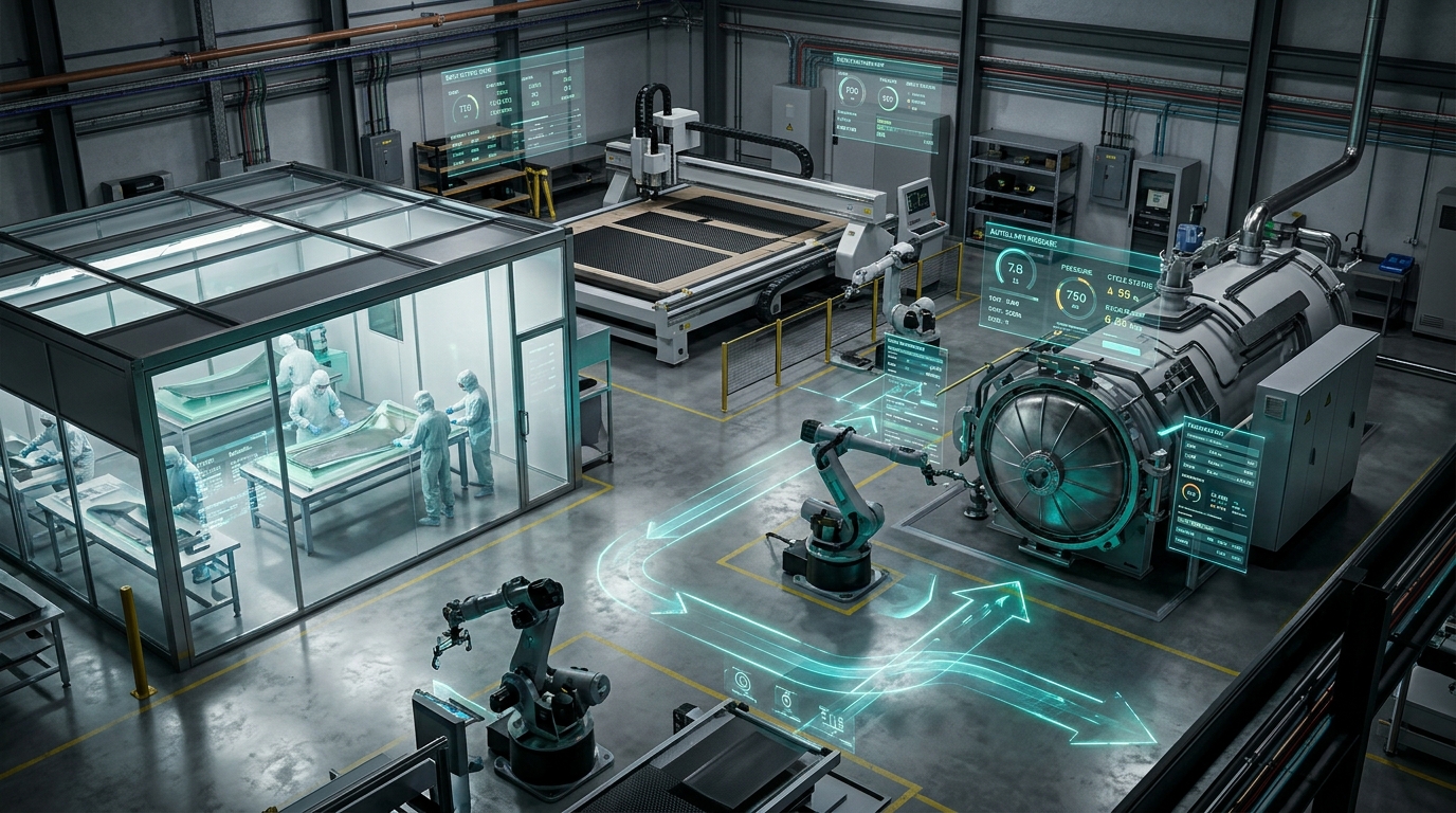 Photorealistic industrial engineering digital twin of a carbon composite micro-factory inside NVIDIA Omniverse with real-time RTX path-tracing